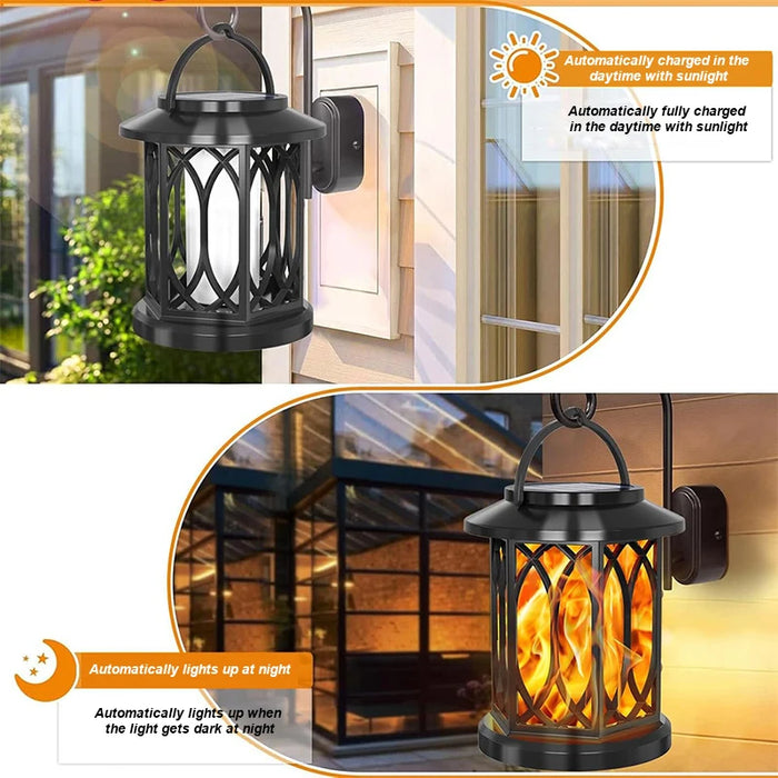 Dancing Flame Solar Lantern Outdoor Solar Flame Lamp Clip Lantern Landscape Pendant Lamp High-power Street Lamp Courtyard Lights