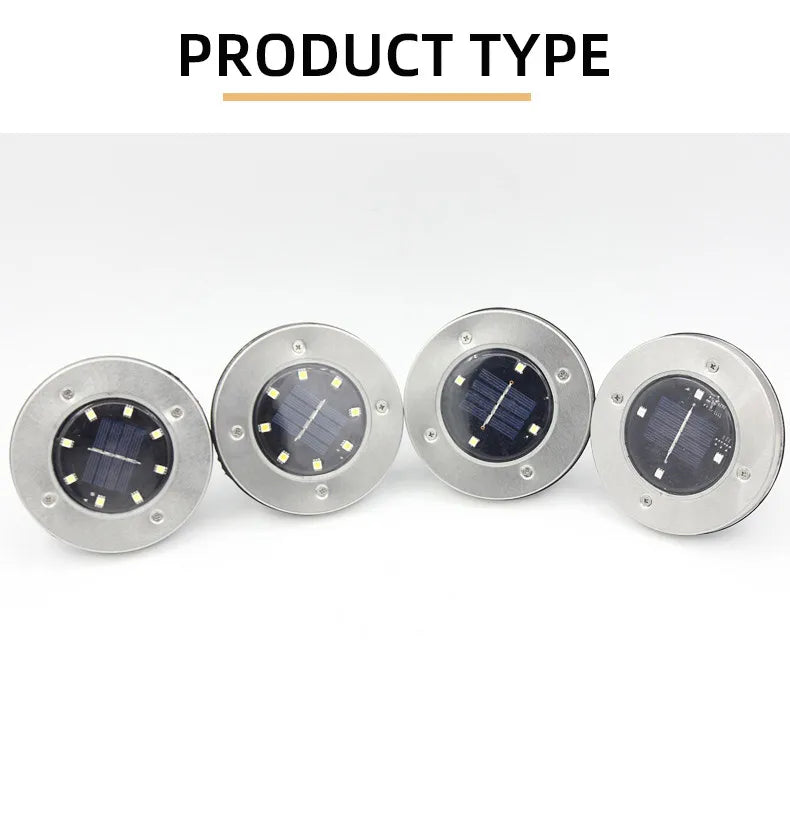 4PCS Solar LED Floor Lamp 4LED/8LED Outdoor Lawn Light Waterproof Underground Lamps for Lawn Decoration Garden Terrace Courtyard