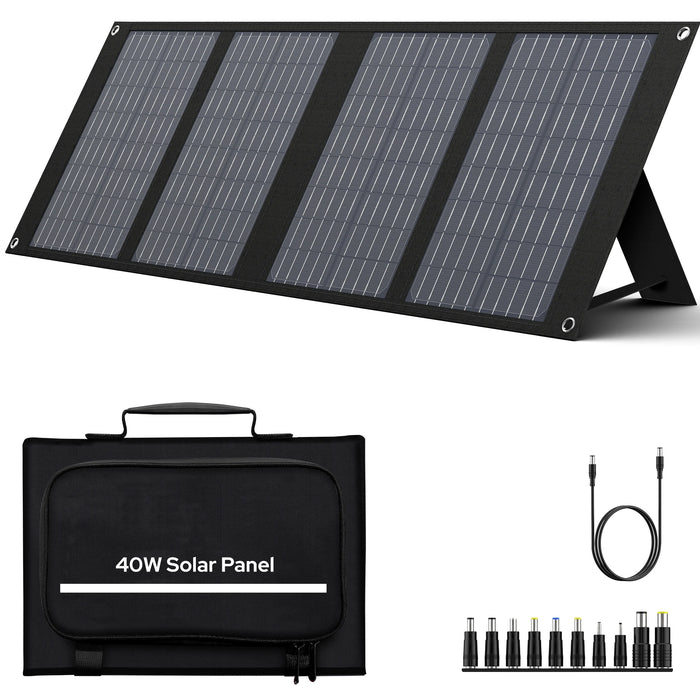 40W Foldable Solar Panel USB QC3.0 USB-C Output Portable Waterproof Battery Charger for Power Staiton Outdoor Camping Hiking