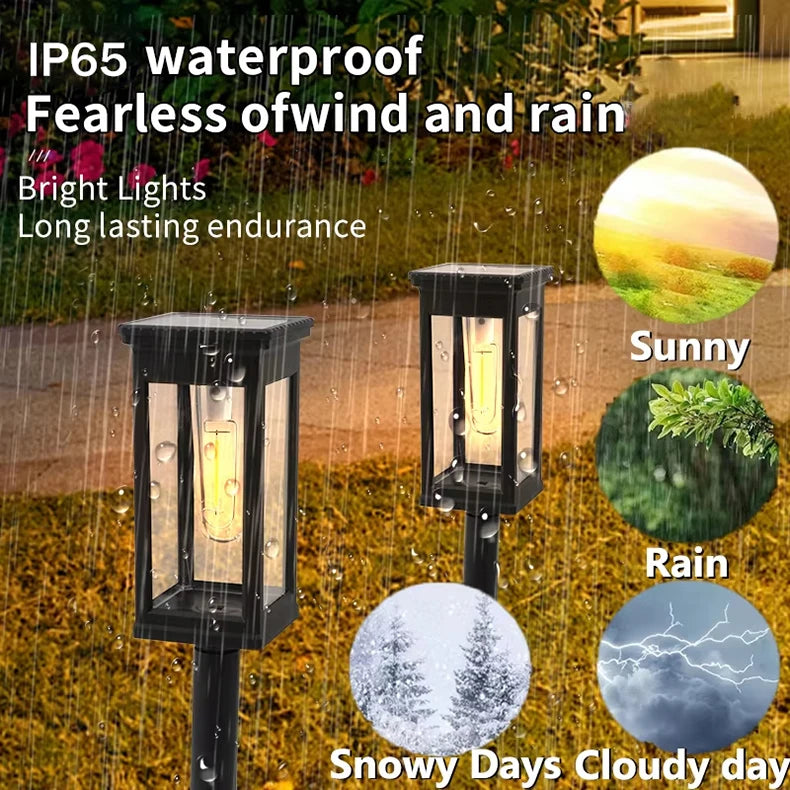 Solar Pathway Lawn Lights Outdoor Walkway Garden Tungsten lamp Waterproof Landscape Light Auto On/Off Lights for Yard Lawn Patio
