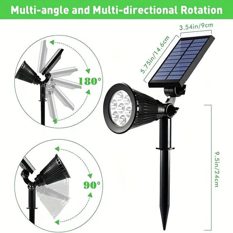 1pc 4/7/18/36LED Solar Spotlights Outdoor IP65 Waterproof Brightness Adjustable Spot Light for Garden Backyard Driveway Patio