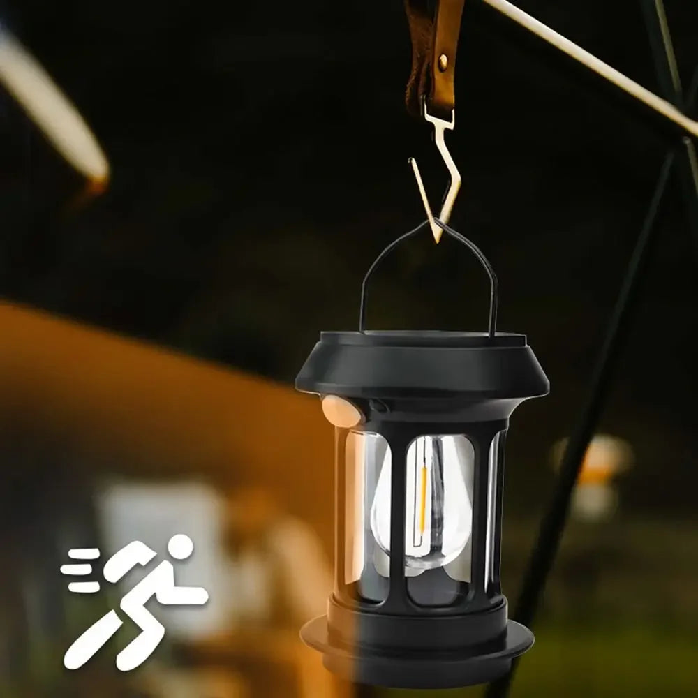 Solar Camping Lighting LED Light Portable Retro Camping Lantern Waterproof Outdoor Garden Lawn Path Lighting Decorative Light