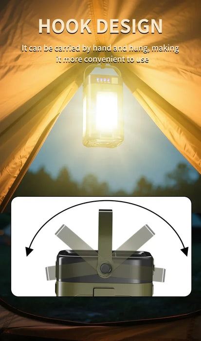 Solar Outdoor Portable Camping Light Solar Charging Foldable 2000mah Power Bank Intelligent Display Portable Hanging Tent Light