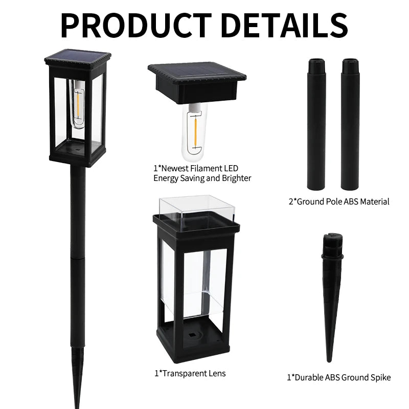 Retro Solar Pathway Warm Lights Outdoor Waterproof Solar Powered Garden for Walkway Yard Backyard Landscape Lighting Decorative