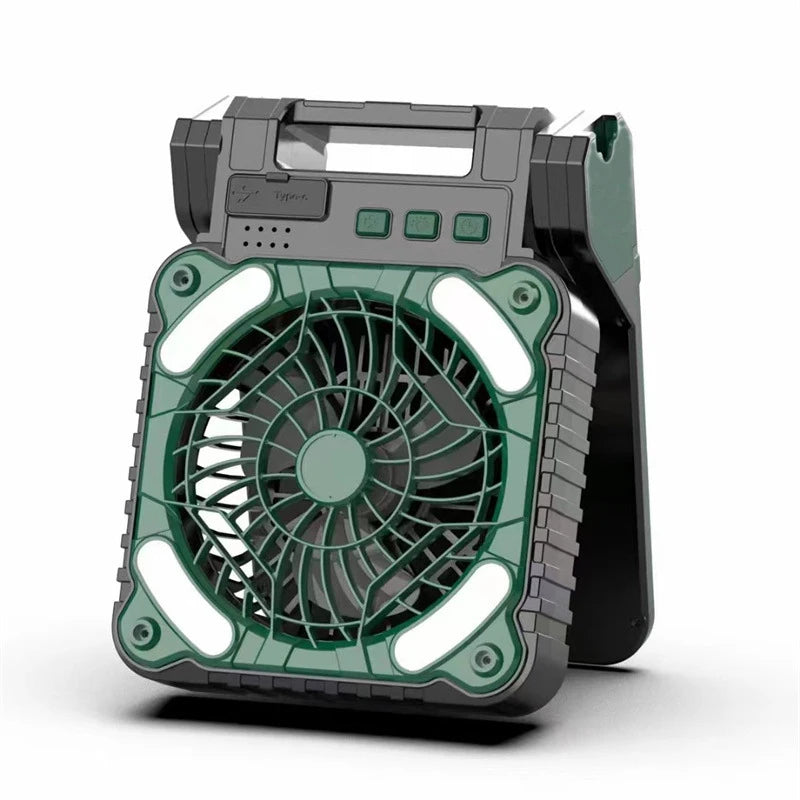 10000mAh Solar Powered Portable Camping LED Lantern With Fan 4 Speeds Powerful Wind Rechargeable Battery Operated 90° Folding
