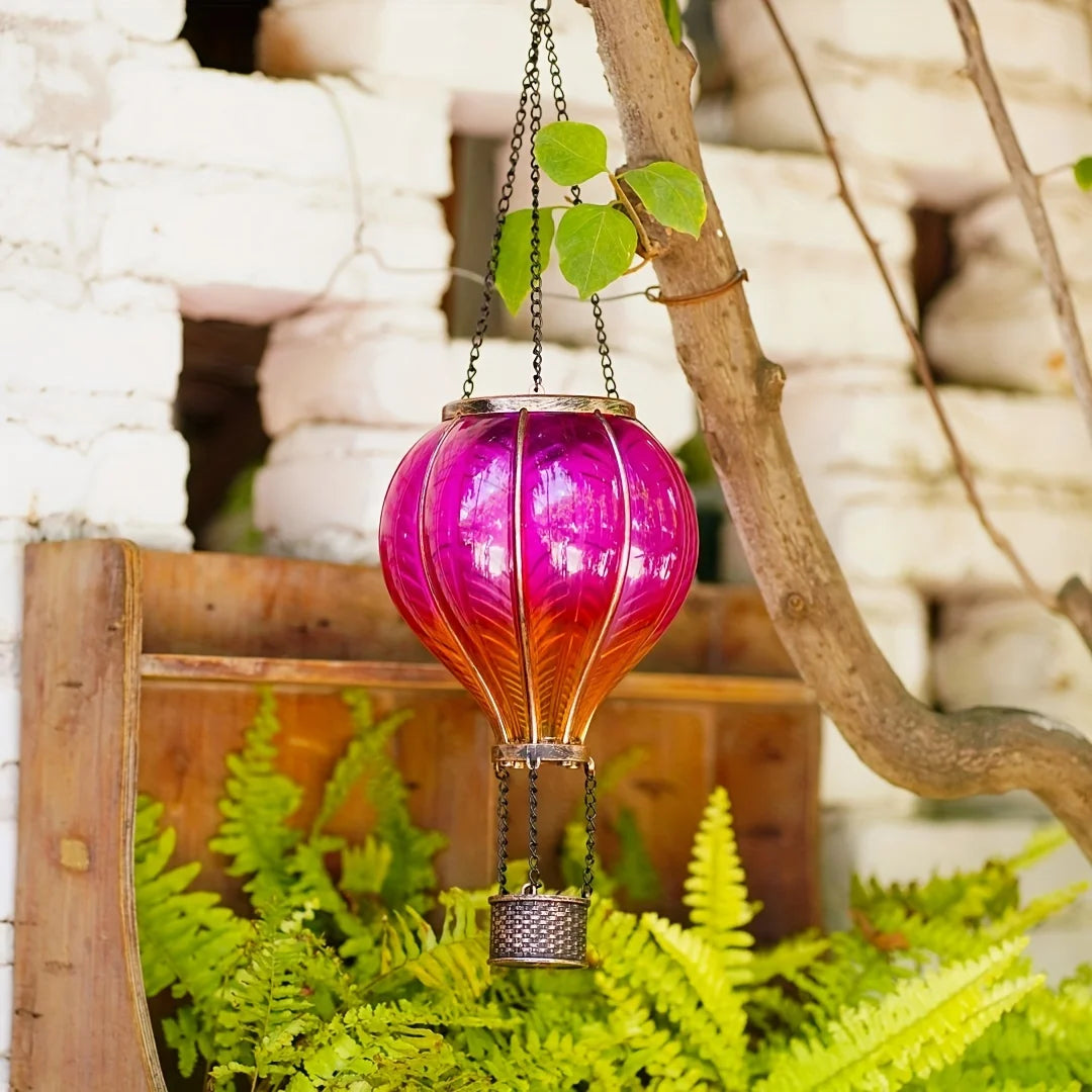 Solar Gradient Heat Balloon Hanging Light Waterproof Outdoor Garden Decor Flickering Flame Solar Lights for Lawn Porch Tree Yard