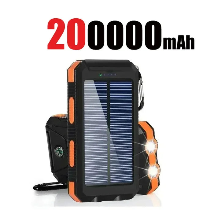 200000mAh Solar Power Bank Fast Charging Outdoor Large Capacity External Battery PowerBank Flashlight For iPhone Huawei Xiaomi