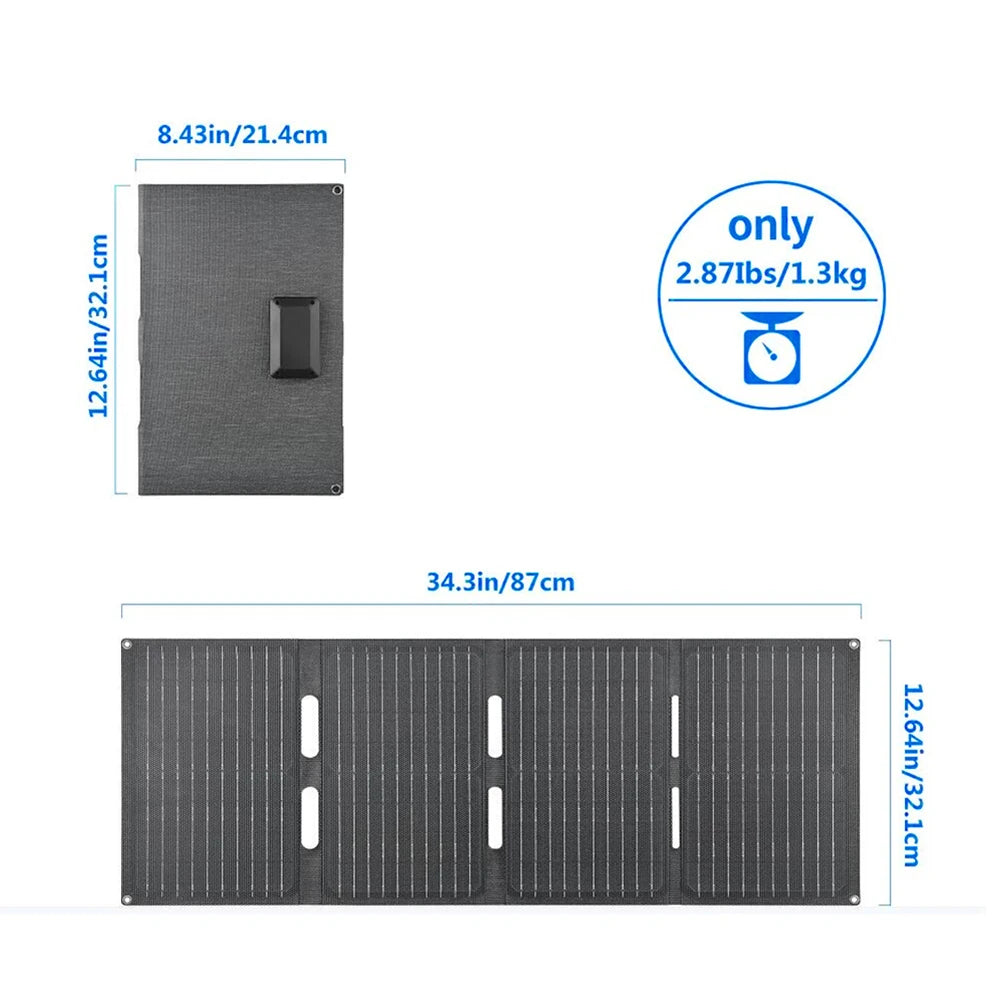 60W Folding Solar Panel with Type-c/USB/DC Ports Foldable Solar Charger IP65 Waterproof Portable Solar Panel Charger Solar Cell
