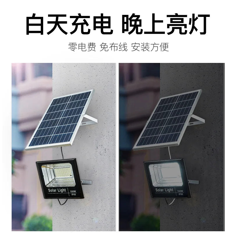 Solar Flood Lights Remote control Solar Powered Spotlight Outdoor Waterproof IP67 Villa Street Lighting Adjustable angle