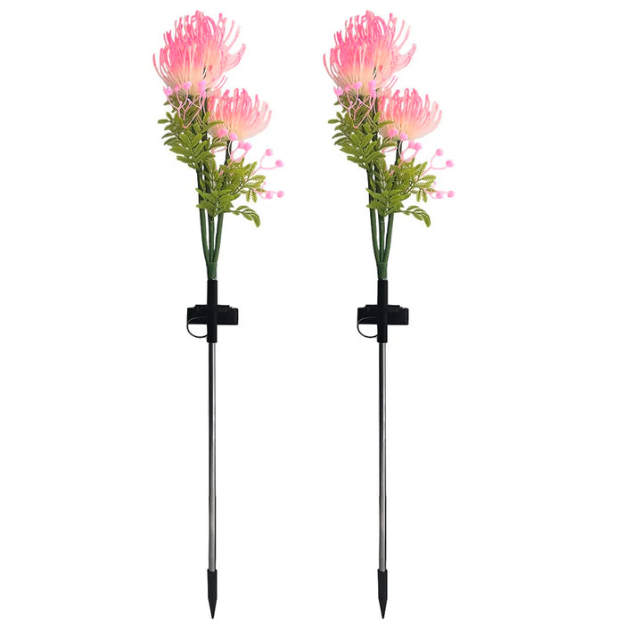 2pcs Solar Garden Lights,  Solar Flowers Lights with Glowing Flowers & Stems Solar Panel Landscape Light LED Solar Stake Lights