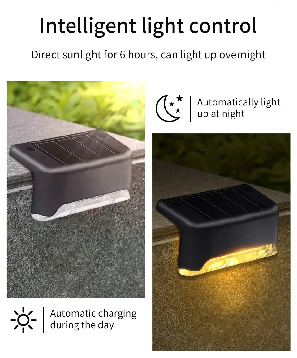 1-8 Pack Led Solar Step Lights Outdoor Fence Garden Lamp for Stairs Yard Patio Pathway Deck 3 Colors Waterproof RGB Sunlight