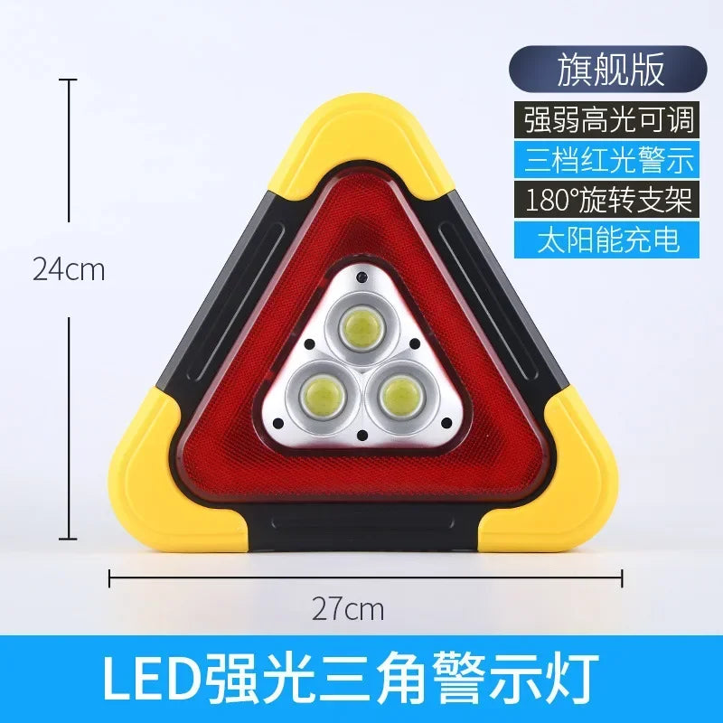 2-IN-1 Solar Emergency Triangular Roadside Warning Light Safety Emergency Breakdown Alarm Lamp Portable Flashing Light on Hand