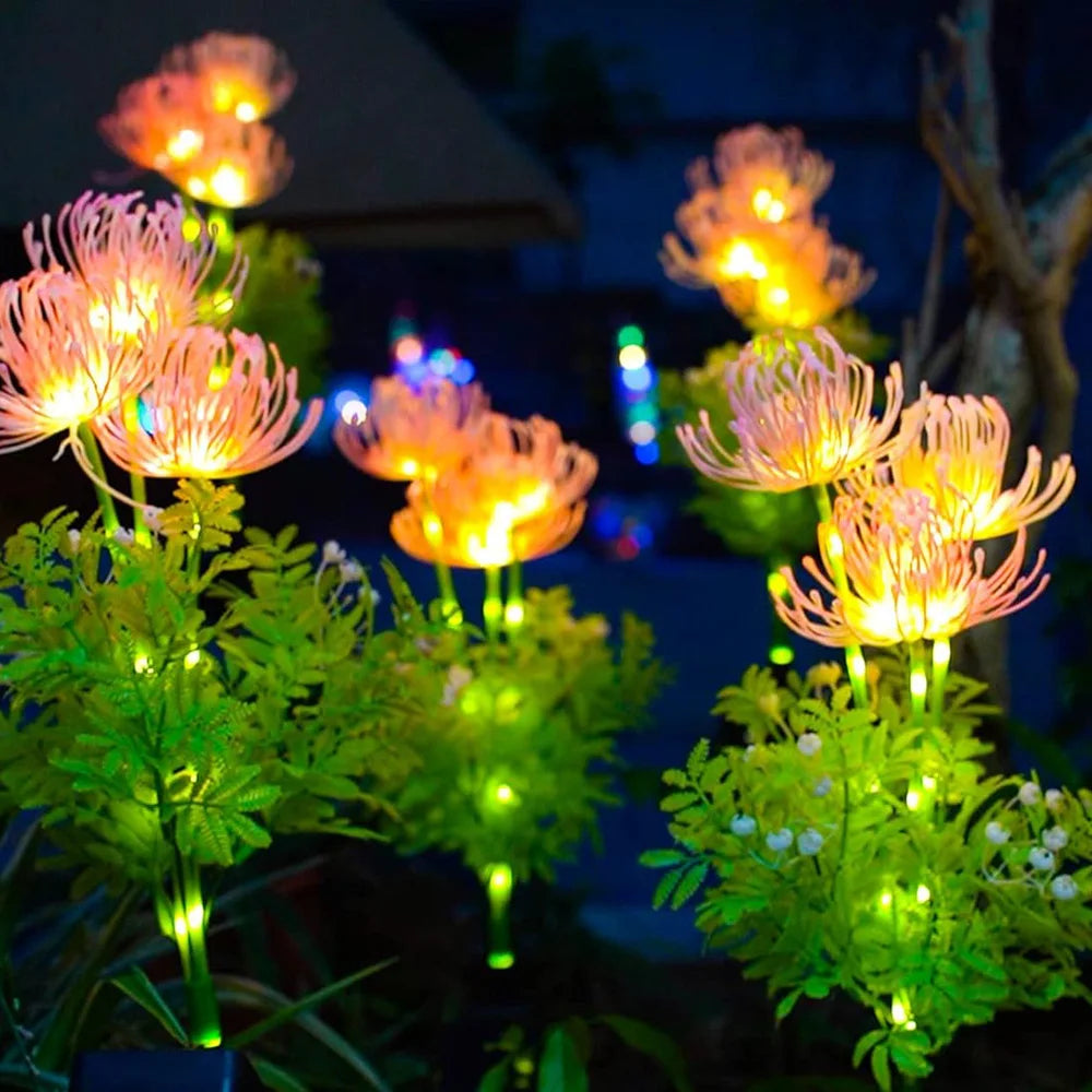 2pcs Solar Garden Lights, Solar Flowers Lights with Glowing Flowers & Stems Solar Panel Landscape Light LED Solar Stake Lights
