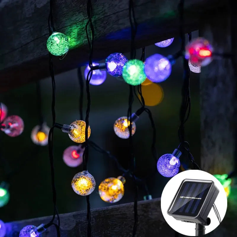 Solar Light String Festoon LED Bubble Ball Outdoor Fairy Solar Garland Lamp Wedding Party Holiday Balcony Christmas Decoration