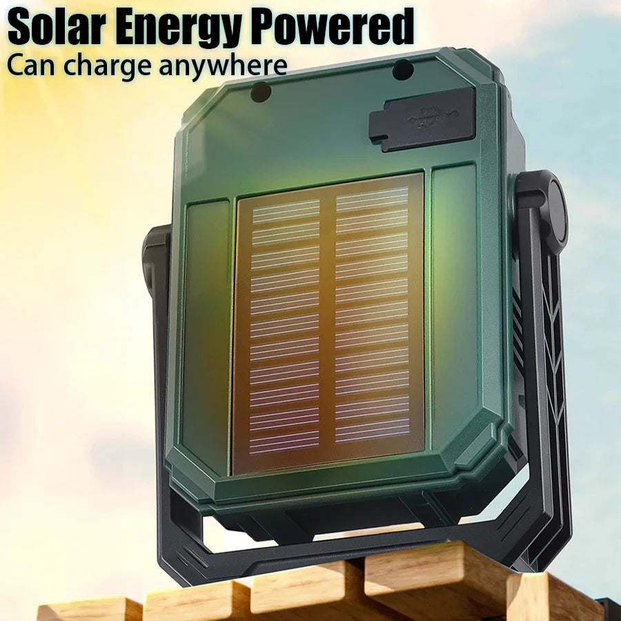 Solar Camping Lamp with Magnet & AdjustableBracket,5 Modes Outdoor Waterproof Lantern for Tent, Hiking, & Emergency Lighting