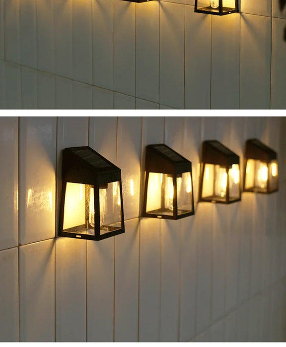 Solar Wall Light Outdoor Waterproof Sunlight Pathway Fence Lamp Yard Luminous Wall Washer Garden Decoration Tungsten Light Bulb