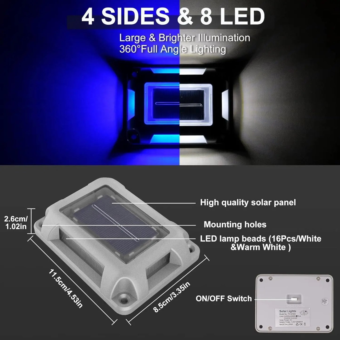 1pc 6LED Outdoor Deck Lights Solar Garden Step Lighting IP65 Waterproof For Stairs Patio Pathway Yard Fence Wall Lamp