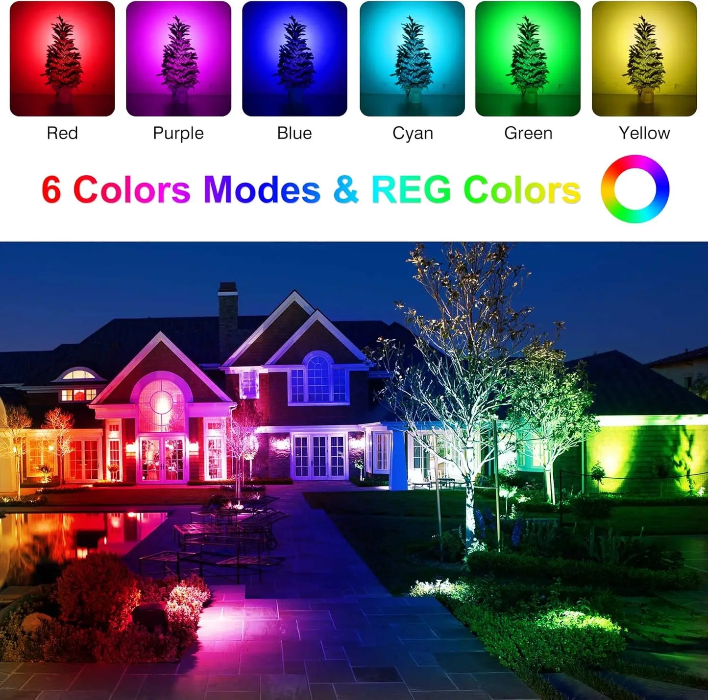 1/2/4/6 LEDS RGB Solar Spotlight IP65 Waterproof Color Changing Outdoor Garden Light For Landscape Tree Solar Street Wall Lamp
