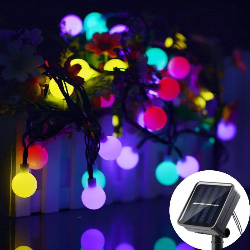 Solar Ball String Lights 8 Modes Lighting for Outdoor Garden House Fence Balcony Tree Party Street Wedding Party Decoration