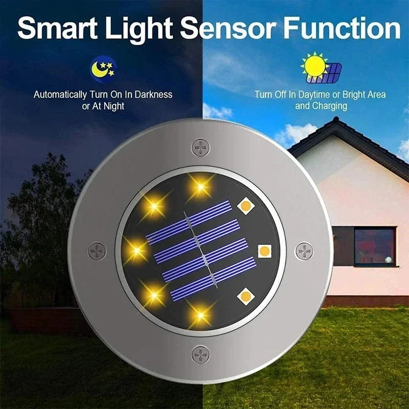Solar LED Floor Lamp 8LED Outdoor Lawn Light Waterproof Underground Lamps for Lawn Decoration Garden Terrace Courtyard