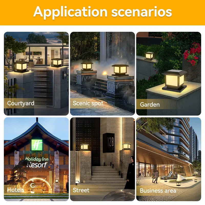 Solar Column Light Garden Solar Lamps Waterproof LED Solar Pillar Light Timed Remote Control LED Outdoor Lighting Courtyard Lamp