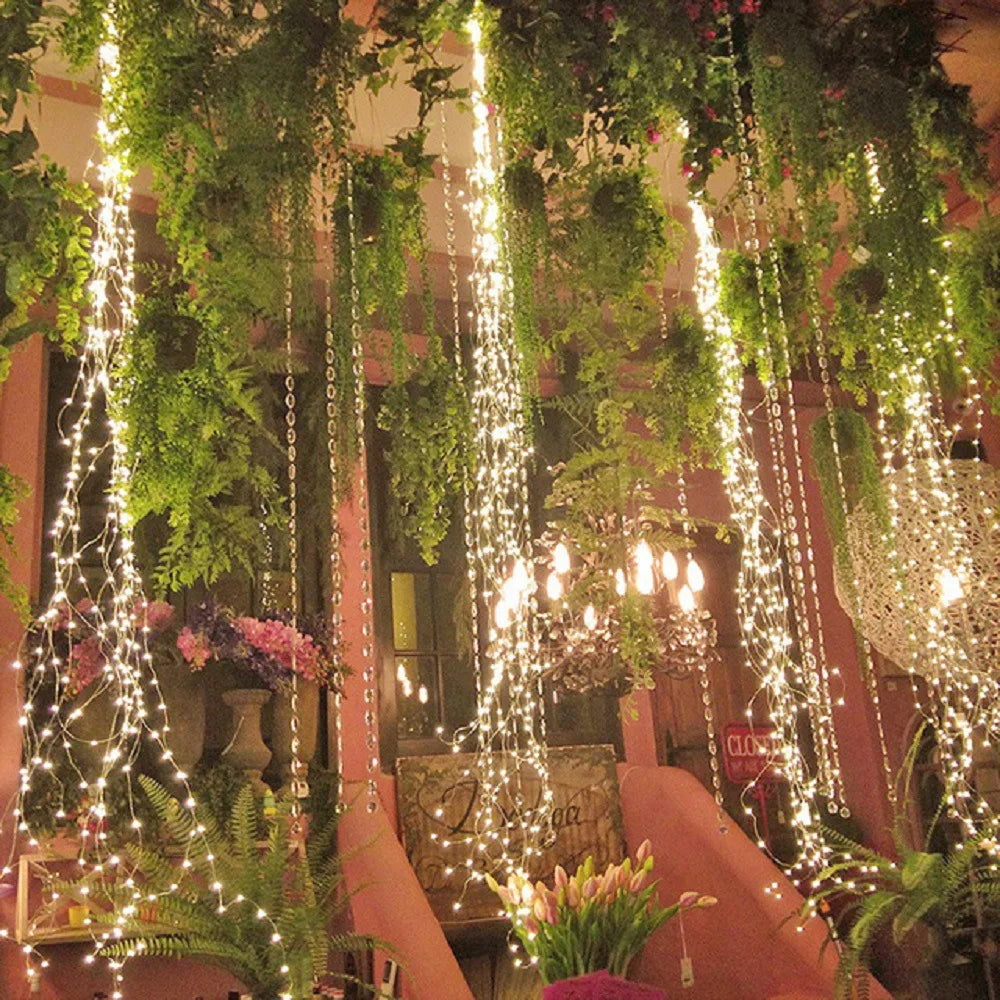 1set Solar String Light, 10 Strands 200 LEDs Hanging Vine Tree Lights Waterfall Vine Branch Lights Twinkle Starry Lights