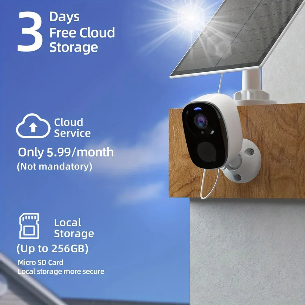 SANSCO 5MP Solar WIFI Surveillance Camera PIR Motion Detection 110° Wide Angle Outdoor Wireless Battery Security Protection CCTV