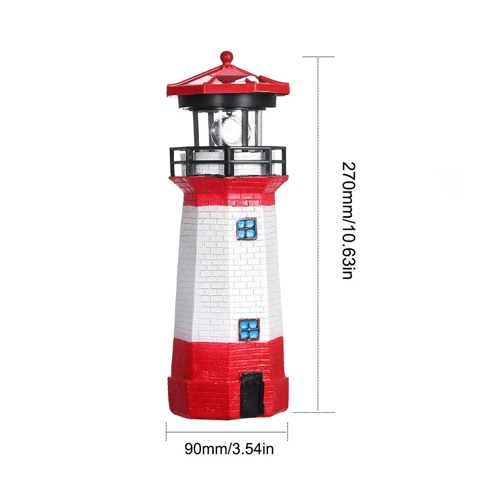 Solar Lighthouse with Rotating Lamp Garden Lights Outdoor Decorative LEDs Light for Path Yard Lawn Patio Drop shipping