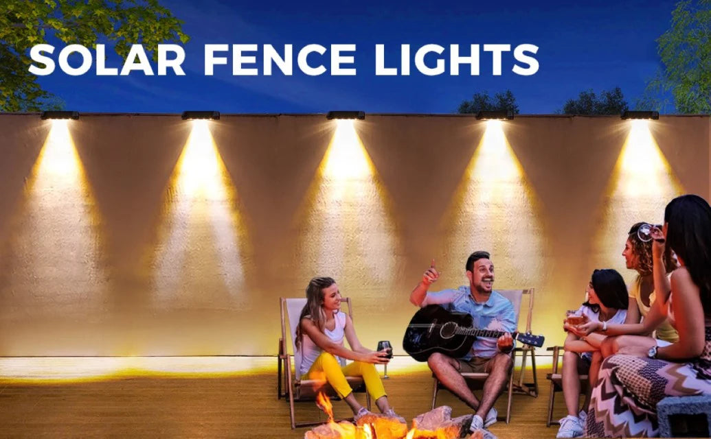 2 Pack Solar Wall Lights 4 LED Solar Fence Lights Outdoor Waterproof Solar Deck Lights Wall Lights for Fence Post Yard Pathway