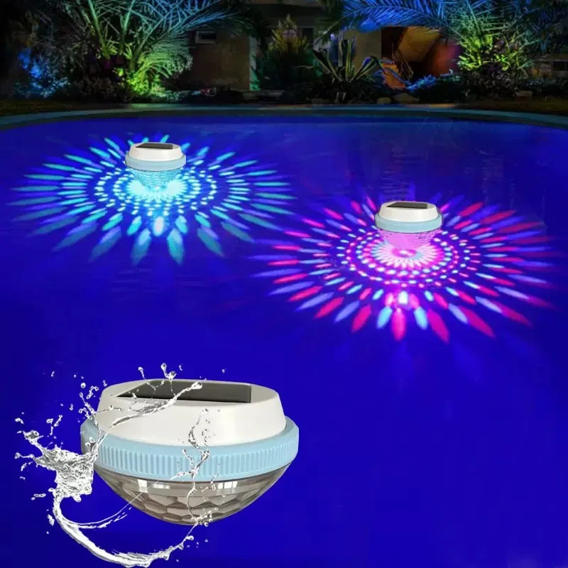 Solar floating pool light, LED automatic lighting at night, automatic charging and turning off lights during the day, colorful d