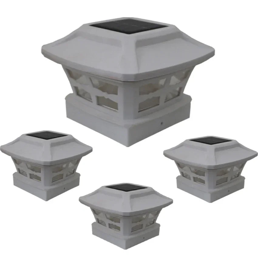 Solar Outdoor Post Cap Lights - 10x10- Bright LED Light for Fence Deck Garden or Patio Posts, White & Warm Light, 3-Gear Modes