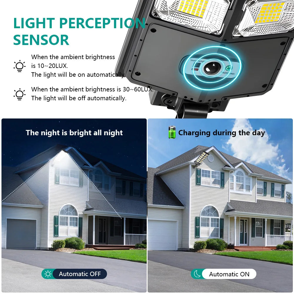 8800W Powerful Solar Street Light Motion Sensor Solar LED Light Outdoor Waterproof Wall Light Garden Decoration Balcony Lighting