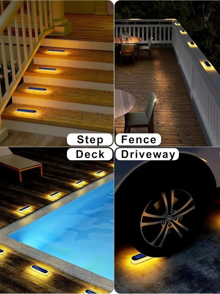 Solar Deck Lights IP68 Waterproof Outdoor Auto On/Off Lighting for Steps Docks Driveways Patios Fences - Solar Powered Lighting
