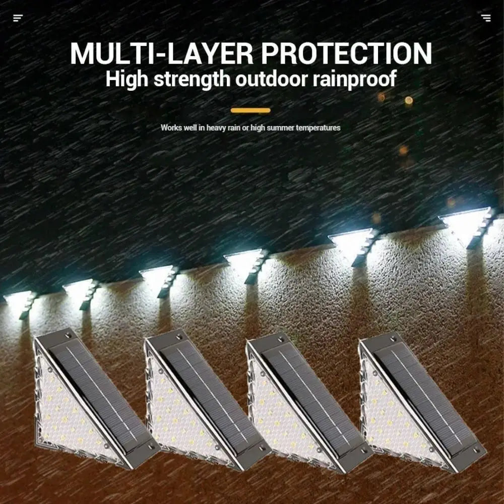 Solar Powered Outdoor Solar Step Lights White/Warm Light Triangle Stair Lamp Super Bright Waterproof Deck Lights Villa