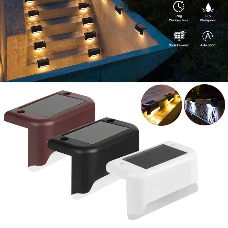 Solar LED Lights Outdoor Garden Light Deck Lamp Solar Stairs Light Waterproof Solar Step Lamp for Outdoor Patio Garden Decor