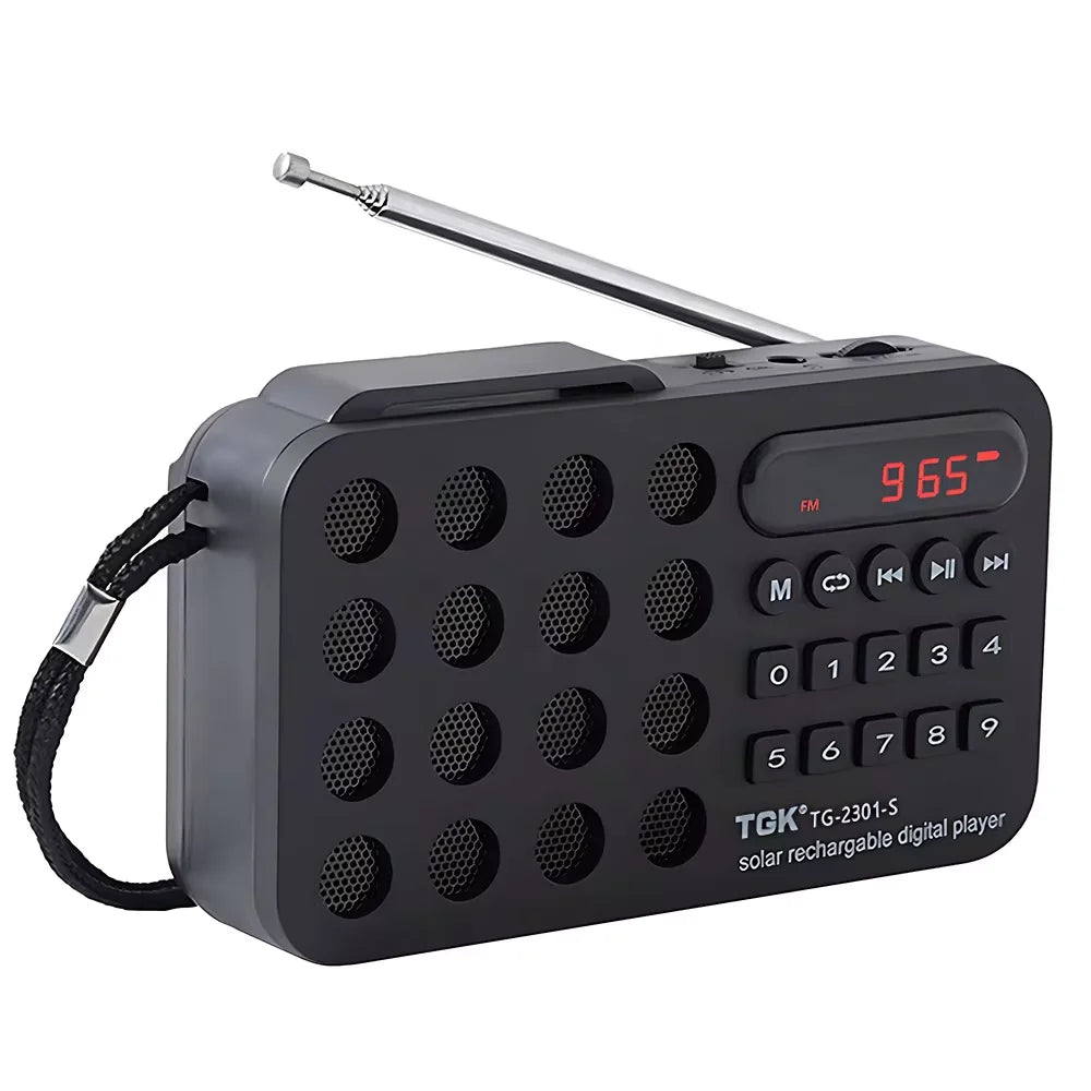 Rechargeable Portable FM Radio Solar Charging Wireless Speakers Support USB TF Card MP3 Music Player with FM Radio Receiver