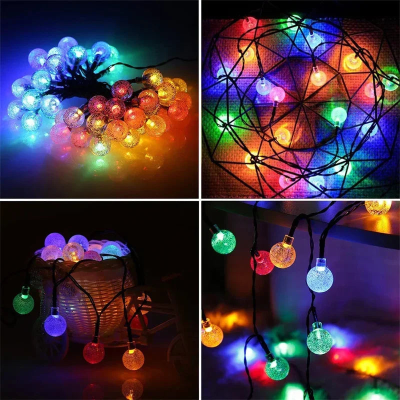 Solar Bubble Ball String Light,with 8 Lighting Modes,suitable for Gardenparty,and Yard Decoration