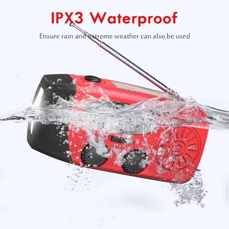 Weather Radio Emergency Multifunctional Radio FM AM WB Hand Crank Solar USB Charging 2000mAh Power Bank LED Flashlight Torch