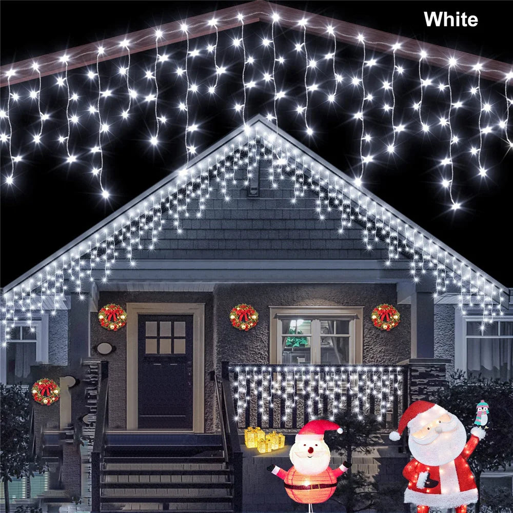 Solar Street Garden Decoration Garland Solar Curtain Icicle Light Outdoor LED String Lights 3.5M/7.5M Waterproof Curtain Light