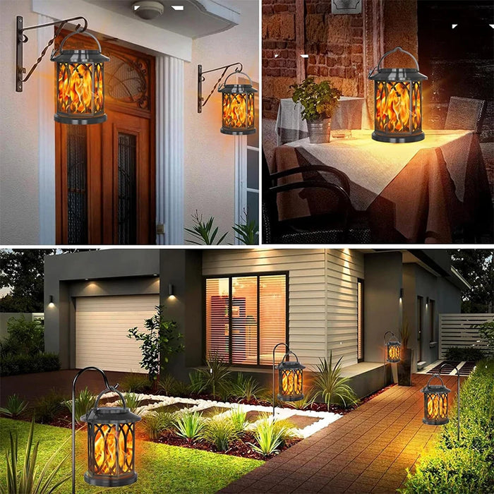 Dancing Flame Solar Lantern Outdoor Solar Flame Lamp Clip Lantern Landscape Pendant Lamp High-power Street Lamp Courtyard Lights