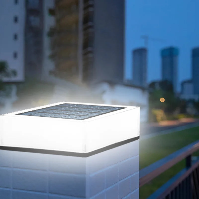 2025 Solar Energy Square Column Lamps IP68 Outdoor Door Wall Light Garden Column Light RGB Gradient Courtyard Lamp HOT