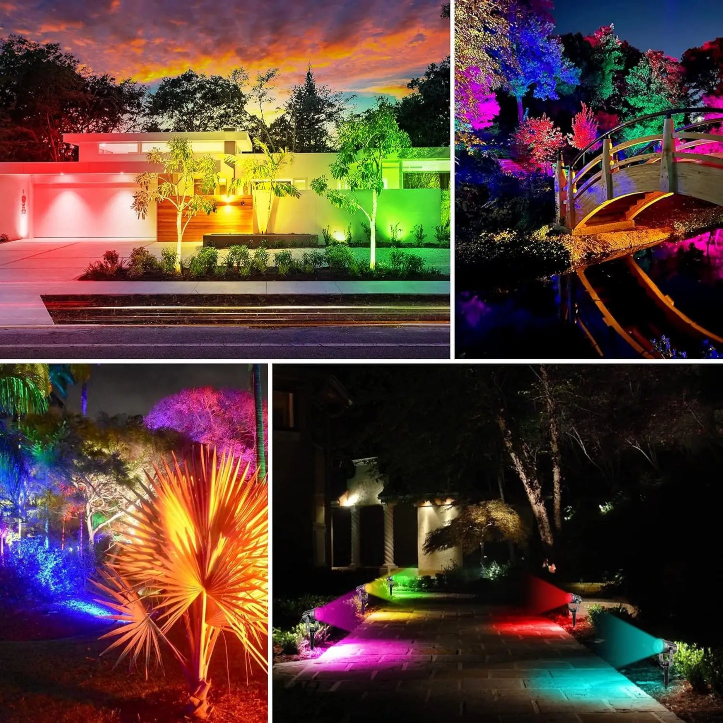 1/2/4/6 LEDS RGB Solar Spotlight IP65 Waterproof Color Changing Outdoor Garden Light For Landscape Tree Solar Street Wall Lamp