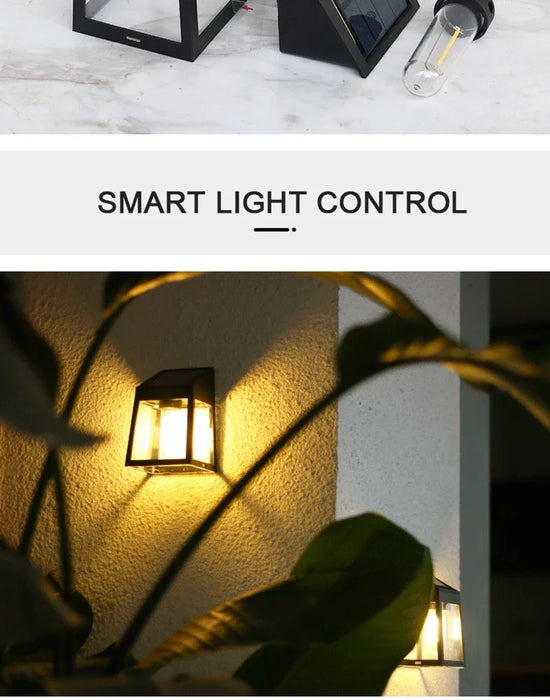 Solar Wall Light Outdoor Waterproof Sunlight Pathway Fence Lamp Yard Luminous Wall Washer Garden Decoration Tungsten Light Bulb