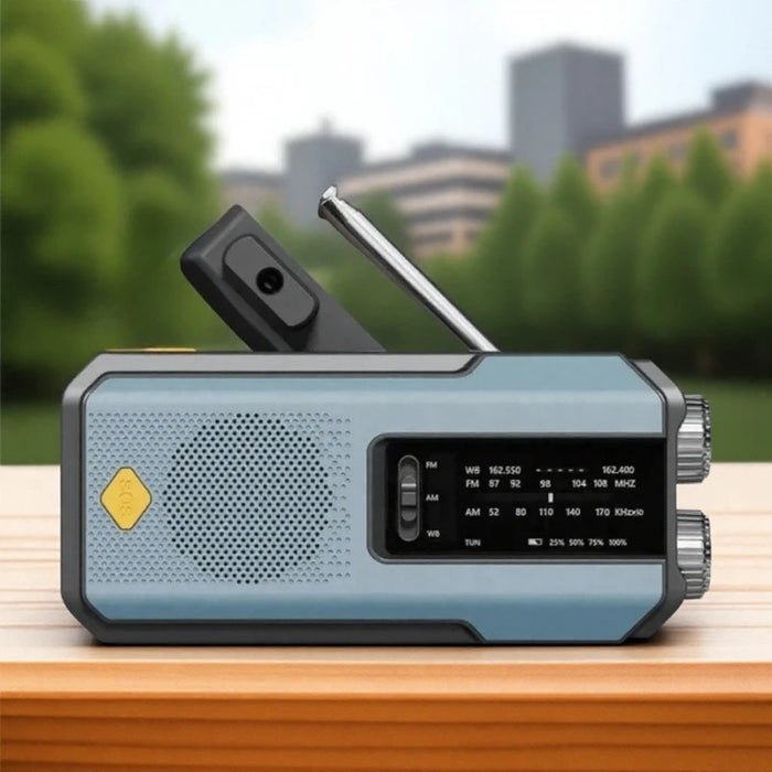 2000mAh Emergency Radio Solar Hand Crank AM FM WB NOAA Weather Global Receiver LED Flashlight SOS Alarm Power Bank