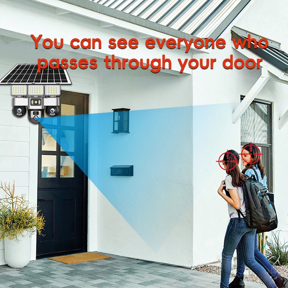 Solar Cameras 4G 15MP Three PTZs Len PIR Human Tracking Security CCTV Surveillance IP Camera PTZs control Wifi security cameras