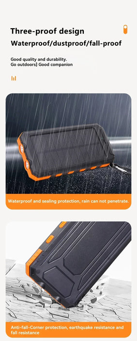 200000mAh Solar Power Bank Fast Charging Outdoor Large Capacity External Battery PowerBank Flashlight For iPhone Huawei Xiaomi