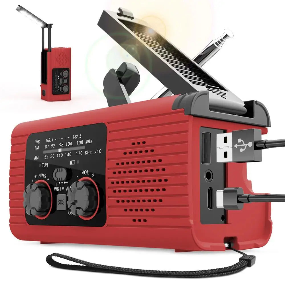 Solar Hand Crank Radio AM/FM/NOAA Hand Crank Radio Battery Powered SOS Alarm Radio 3 Way Charging Survival Radio Power Banks