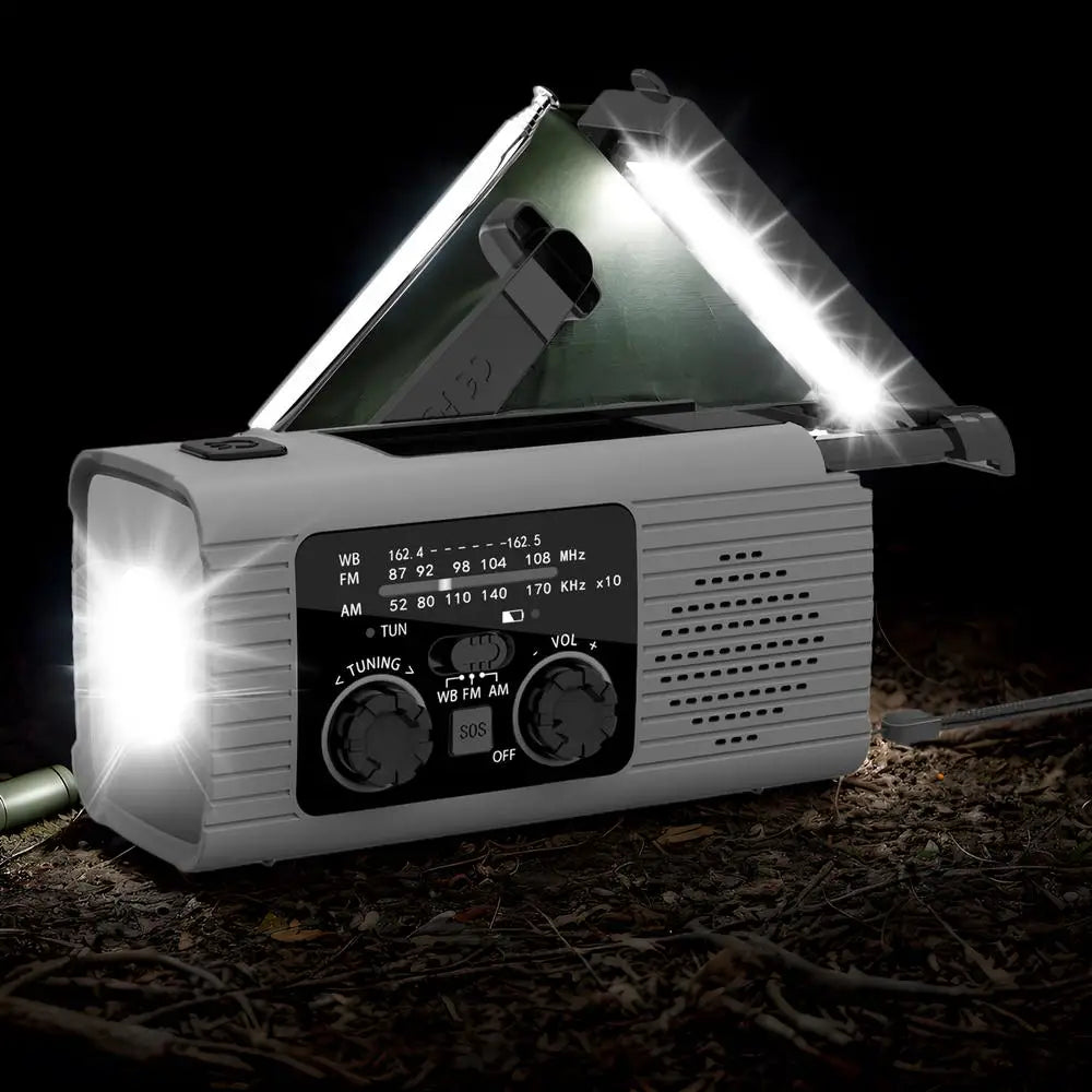 Solar Hand Crank Radio AM/FM/NOAA Hand Crank Radio Battery Powered SOS Alarm Radio 3 Way Charging Survival Radio Power Banks