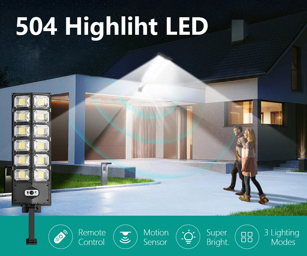8800W Powerful Solar Street Light Motion Sensor Solar LED Light Outdoor Waterproof Wall Light Garden Decoration Balcony Lighting