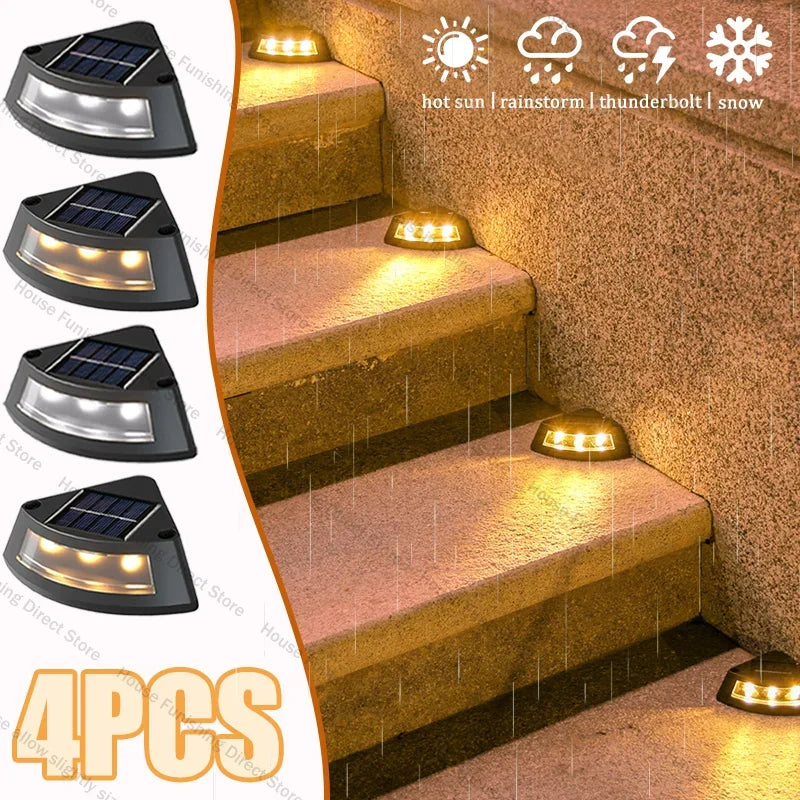 Outdoor Solar Step Lamp LED Decorative Lighting for Home Garden Staircase Patio Walkway Steps - Energy Efficient Garden Lights
